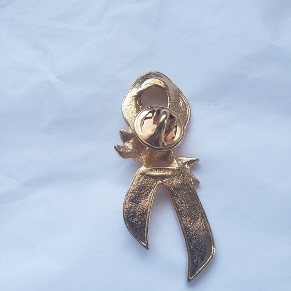 Avon Breast Cancer Awareness Pin Pink Ribbon Enamel Gold-toned Rose Vintage - Picture 9 of 10